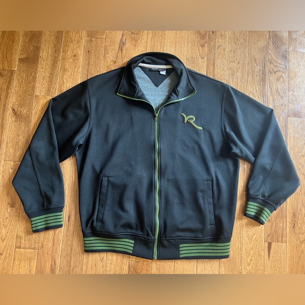 Rocawear Jacket Mens L Y2K Vintage Track Full Zip Black Retro hip-hop